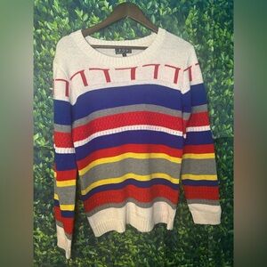 POL Multicolor Striped Crew Neck Sweater